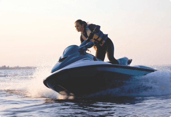 a person riding a jet ski