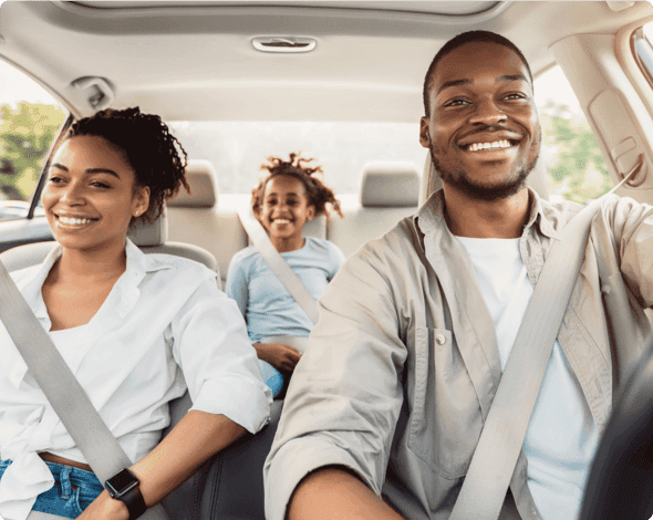 a man and woman in a car